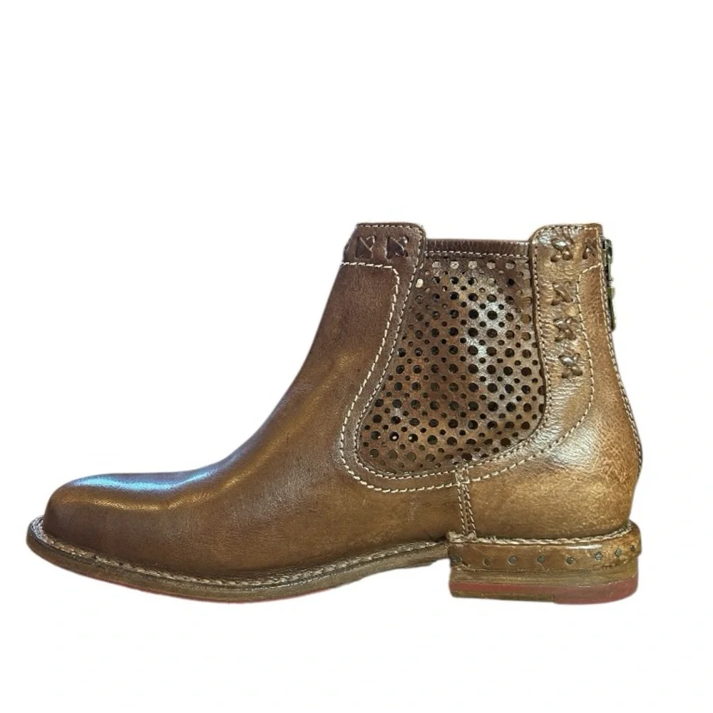 Bed Stu Women's Baylene Teak Driftwood‎ Leather Ankle Moto Bootie, Size 7